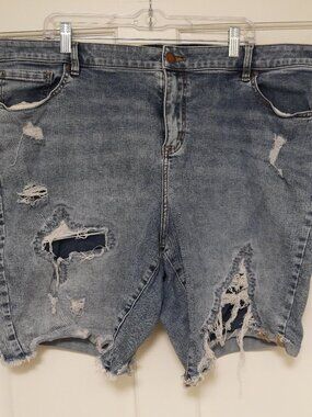 Lane Bryant Distressed Boyfriend Bermuda Shorts Size 22 Casual Boho Denim